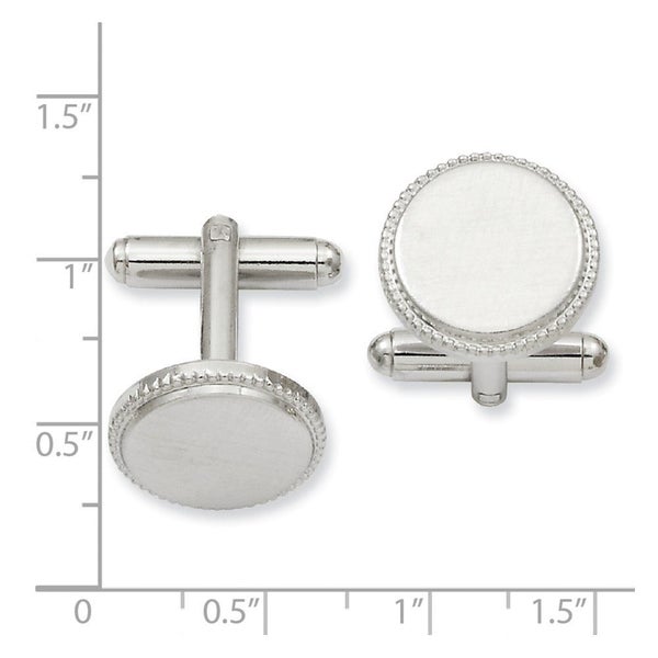 Kelly Waters Rhodium-plated Satin Florentine Round Beaded Cuff Links Carousel 2