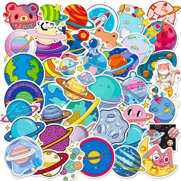 50 Stickers - Illustrated Planets Carousel 1