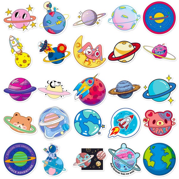 50 Stickers - Illustrated Planets Carousel 2