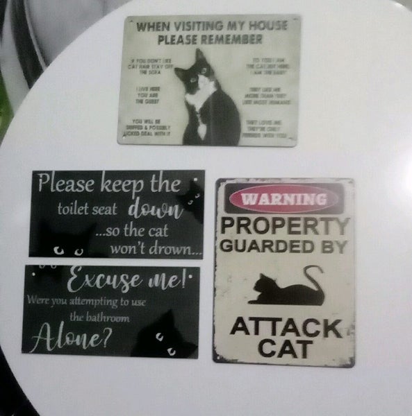 THE CATTAGE-END OF STOCK SPECIAL-Funny Cat Wooden Signs Add Humour To Your Home Carousel 1