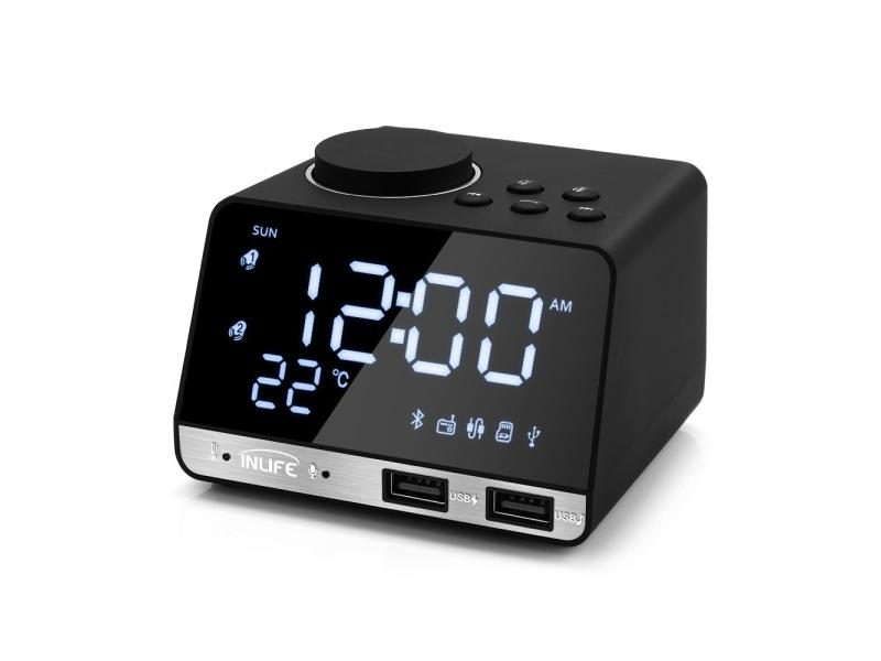 Bluetooth 4.2 Radio Alarm Clock With 2 USB Ports LED Digital Carousel 1