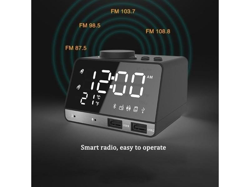 Bluetooth 4.2 Radio Alarm Clock With 2 USB Ports LED Digital Carousel 2