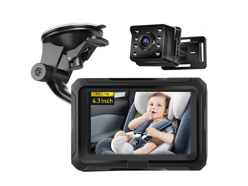 1080P Baby Car Monitor & Camera Set with Night Vision - Adjustable Rotation Carousel 2