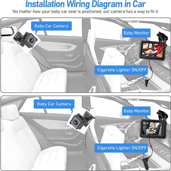 1080P Baby Car Monitor & Camera Set with Night Vision - Adjustable Rotation Carousel 10