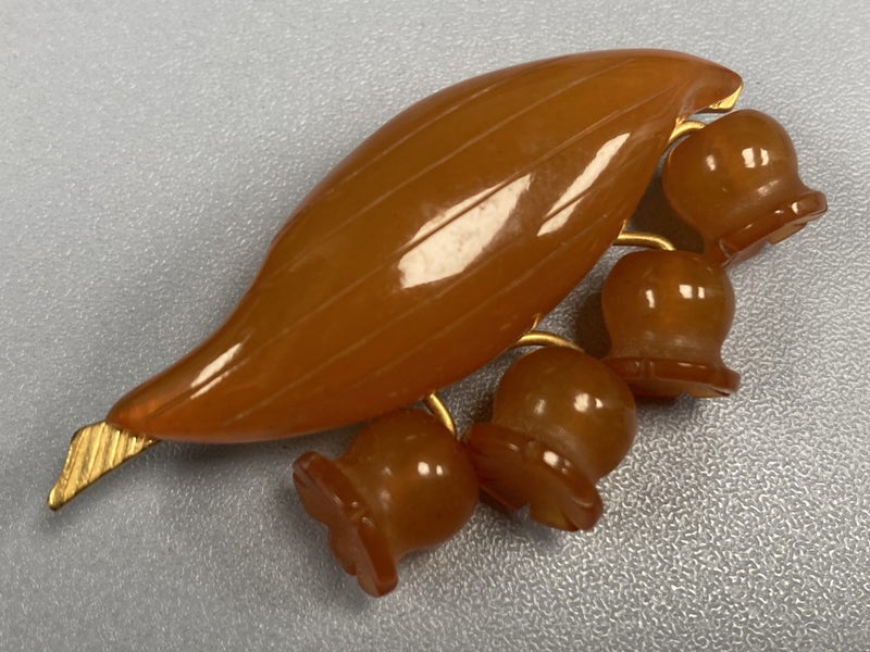 Vintage Russian Baltic Amber Lily of the Valley Brooch ***Orphans Aid Auction*** Carousel 1