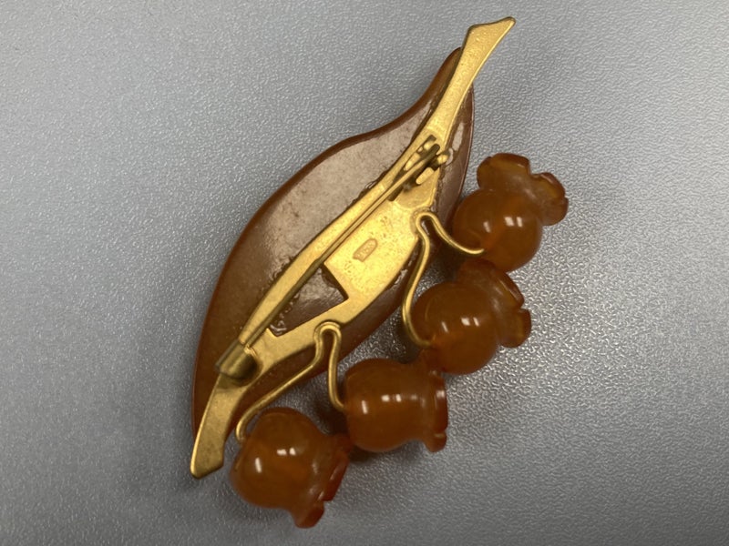Vintage Russian Baltic Amber Lily of the Valley Brooch ***Orphans Aid Auction*** Carousel 18