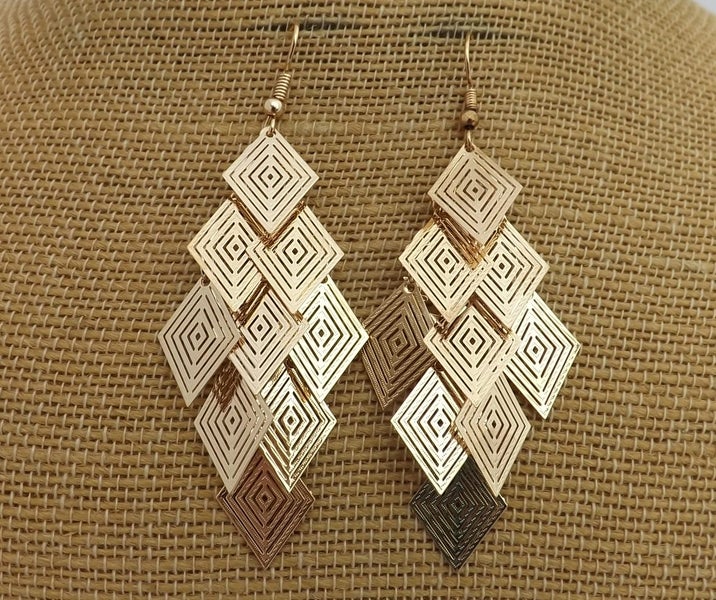 Gold Tone Chandalier Drop Earrings Carousel 1