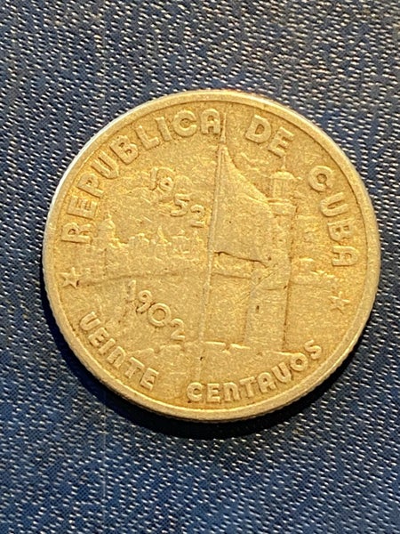 Cuba Silver 20 Centavos 1952 Carousel 1
