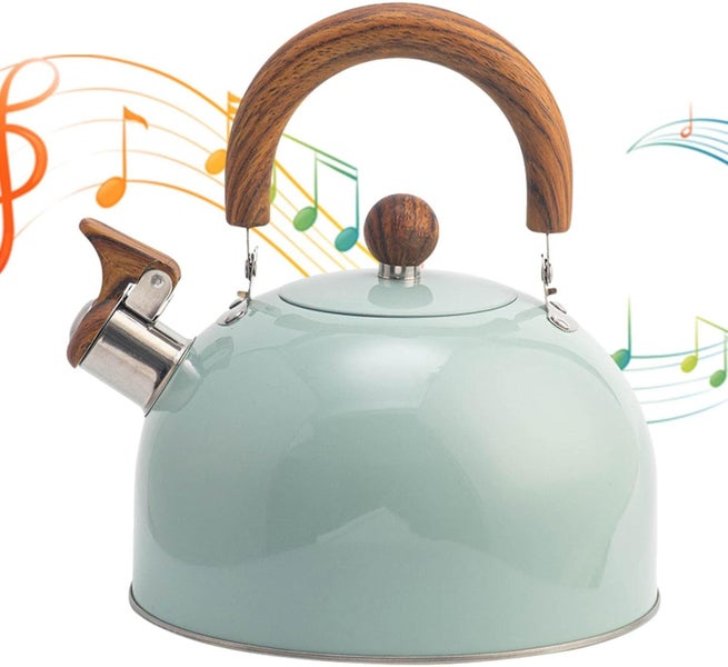 Whistling Tea Kettle - Small Teapot with Wood Handle - Anti-Rust Kitchen Tool... Carousel 1
