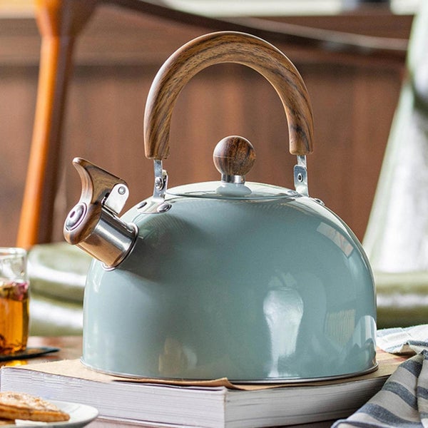 Whistling Tea Kettle - Small Teapot with Wood Handle - Anti-Rust Kitchen Tool... Carousel 2