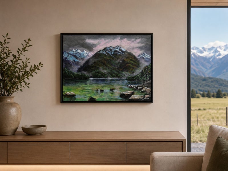 Afterpay - Fiordland Study - Framed Landscape Painting - Caley Hall Carousel 2