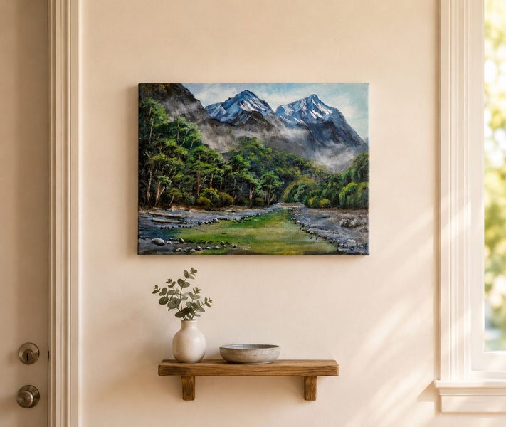 Afterpay - Mist in the Fiord - Landscape Painting by Caley Hall Carousel 2