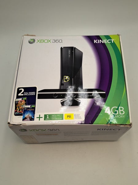 * 4GB Slim Xbox 360 Console w/ Controller, Kinect, Cables & 2 Games BOXED! * Carousel 1