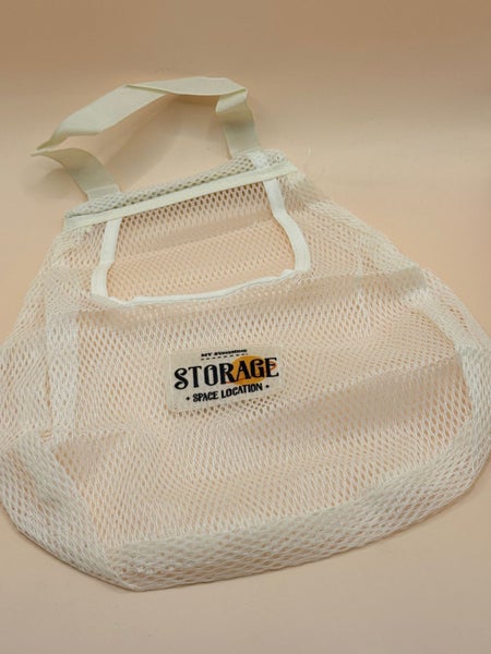 White Mesh Hanging Storage Bag Organiser Tote Carousel 1
