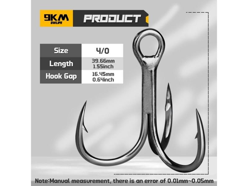 100 pcs fishing treble hook 3X Strong Hooks 7/0, Nickel Finish, Saltwater & Freshwater Fishing, Ideal for Tuna, Musky & Big Game Lure Rigging : Sports & Outdoors 5 sizes available for multiple fishing situation 100pcs Treble Hooks 1-10 High