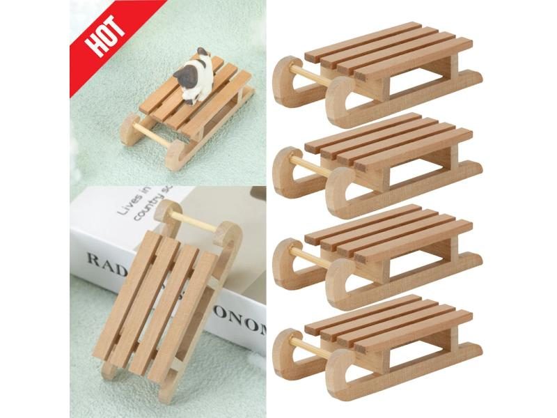 1/12 Wooden Miniature Sledge For Doll House Decor Carousel 1