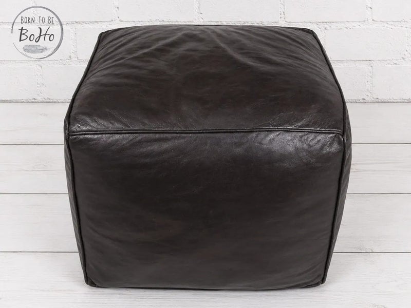 Moroccan Genuine Leather Ottoman Pouf Footstool - Chocolate Brown FREE DELIVERY. Carousel 4