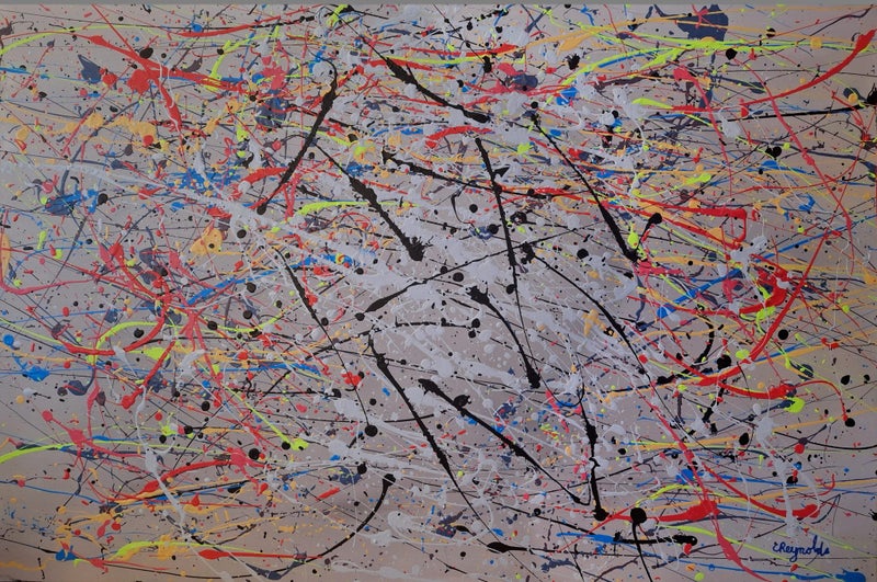 ORIGINAL OIL ABSTRACT PAINTING - Tribute to Pollock - 36" x 24"