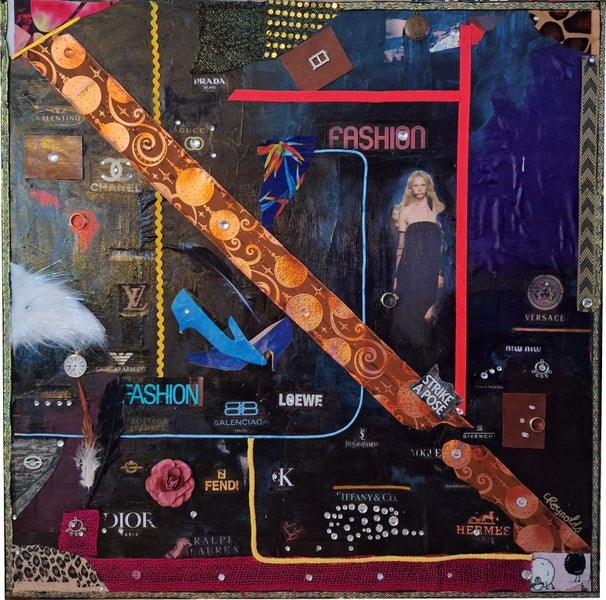 ORIGINAL COLLAGE ABSTRACT PAINTING - Fashion - 30" x 30"