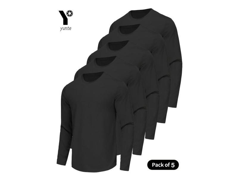 5-Piece Men's Long Sleeve Quick-Drying Sport T Shirt Carousel 1