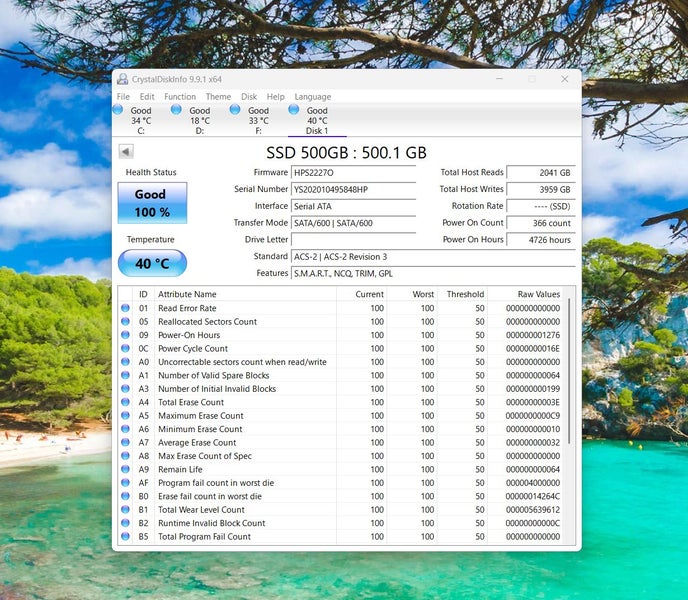 500GB SSD SATA HDD 100% health Carousel 2