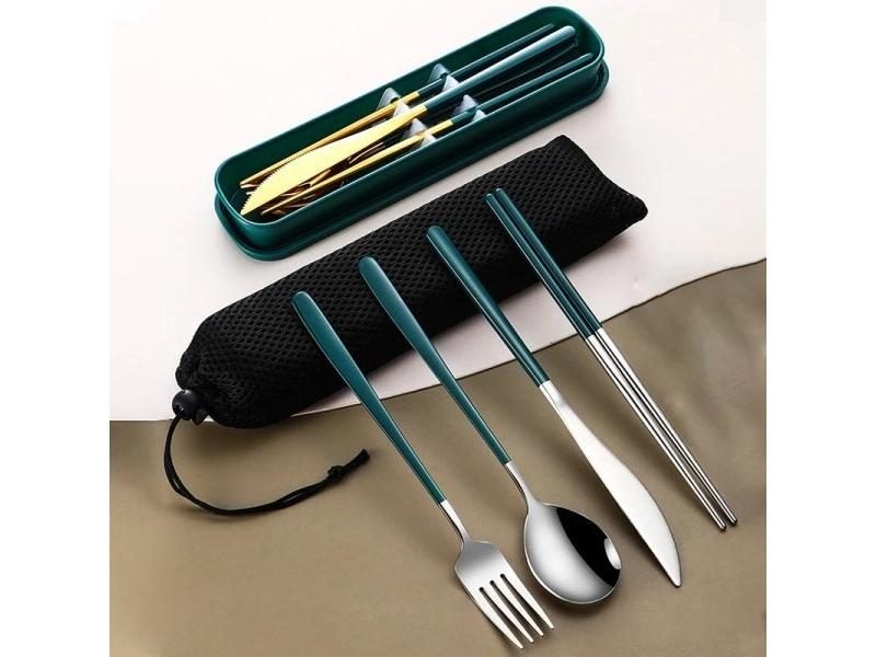4pcs Stainless Steel Portable Dining Set With Box Carousel 2
