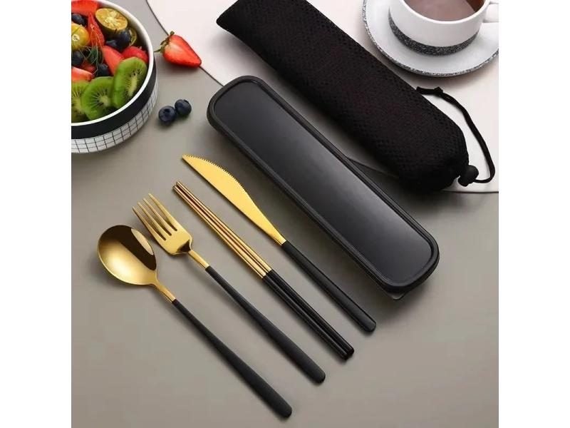 4pcs Stainless Steel Portable Dining Set With Box Carousel 1