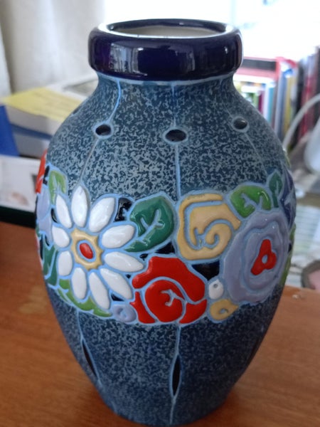Rare Nouveau to Deco Antique Imperial Amphora Bohemia Lozenge Floral VASE Carousel 2