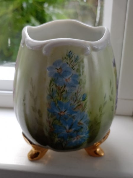 Gorgeous Signed Vintage Midcentury Australian Footed Lustre Floral Vase Carousel 2