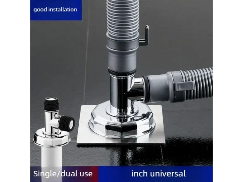 Washing Machine Drain Pipe Joint Odor Proof Three-Way Connection Carousel 2