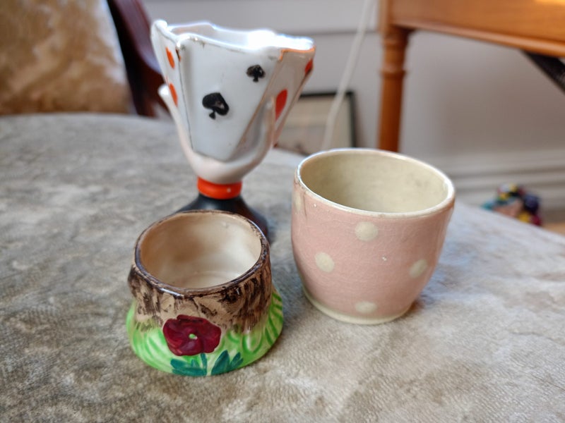 Eclectic VINTAGE Collection of SEVEN Vintage Ceramic/Porcelain EGG CUPS Carousel 7