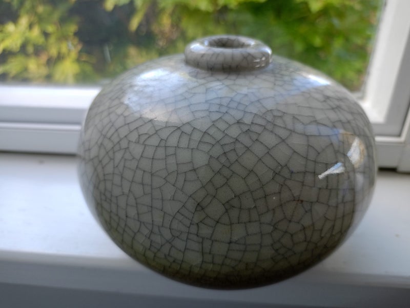 Studio Potter Danny Morwood Crackle Vase like Chinese Geyao water pot Carousel 7