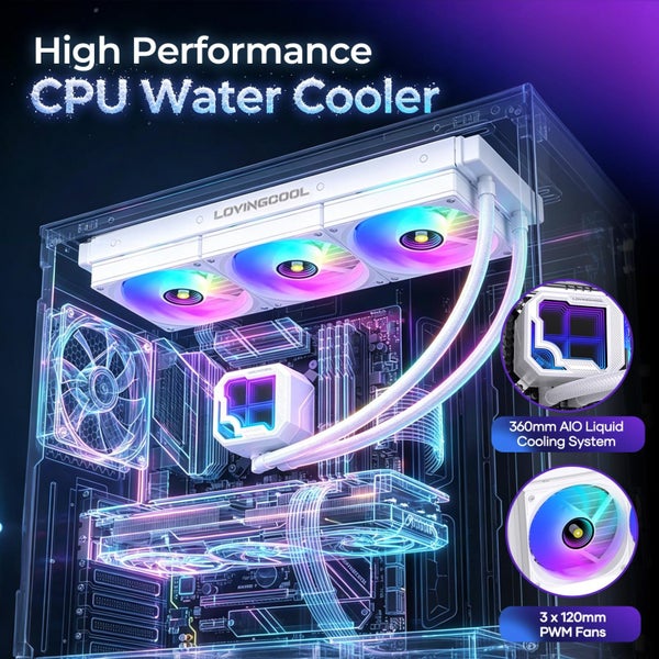 AIO CPU Liquid Cooler ARGB PWM Fans Pump Water Cooling Radiator Carousel 2