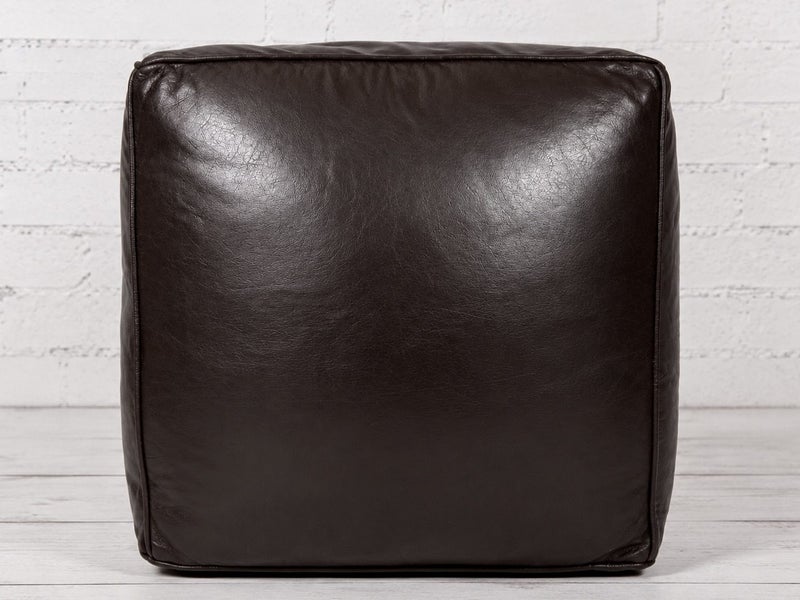 Moroccan Genuine Leather Ottoman Pouf Footstool - Chocolate Brown FREE DELIVERY. Carousel 1