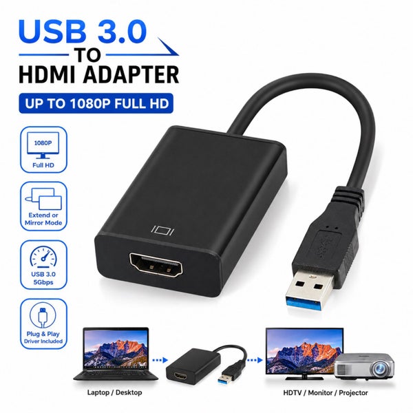 USB 3.0 to HDMI Adapter HD 1080P External Display Monitor Converter Carousel 1