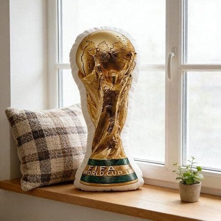 2026 World Cup Trophy Pillow 30cm Shaped Soccer Cup Pillow Decorative Cushion Carousel 1
