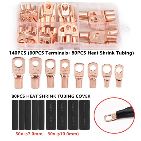 Copper Wire Lugs with Heat Shrink Set 140Pcs Carousel 2