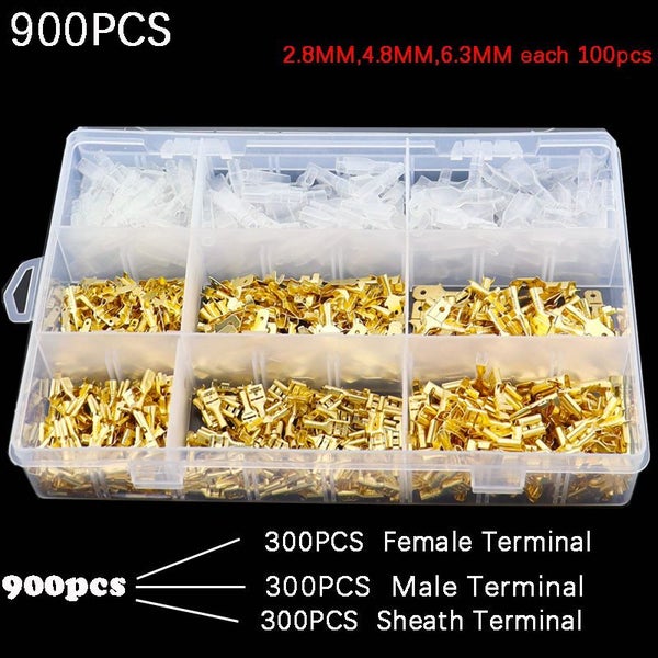 2.8/4.8/6.3mm Male Female Wire Spade Connector 900pcs Carousel 1