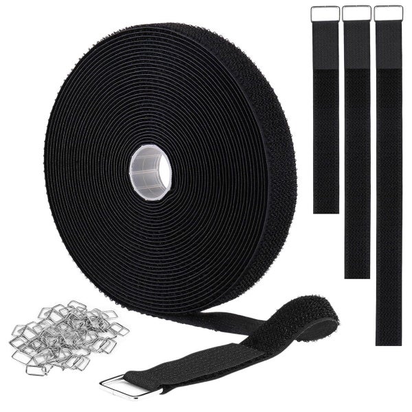 1"x32ft Velcro Strap with 50 Metal Buckles, Adjustable Fastening Cable Stra Carousel 1