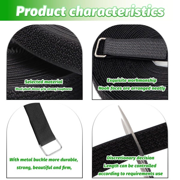 1"x32ft Velcro Strap with 50 Metal Buckles, Adjustable Fastening Cable Stra Carousel 2