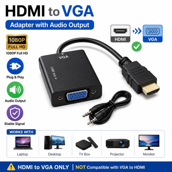 HDMI to VGA Adapter Converter 1080P with Audio for Monitor Projector Carousel 1