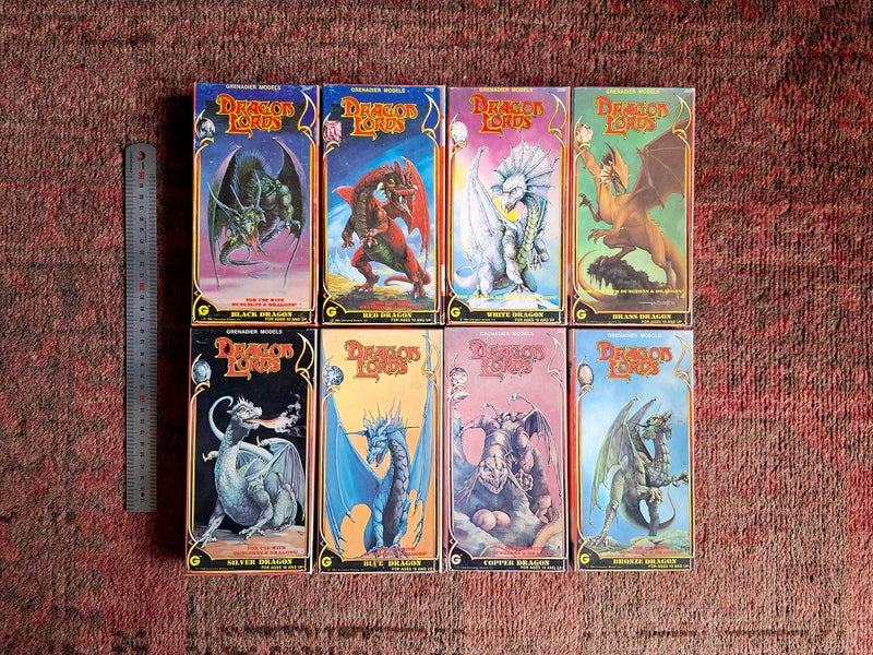 Vintage 1984 Grenadier "Dragon Lords" D&D Boxed Miniature Sets (Lead/Metal) Carousel 1