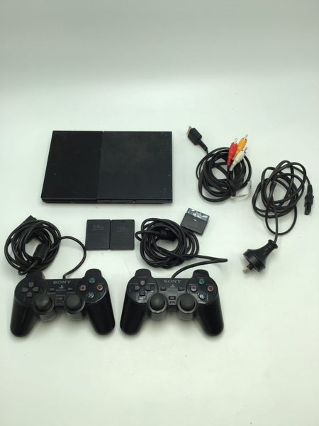 * Black Slim PS2 Console w/ 2 Controllers, 2 Memory Cards & Cables! * Carousel 1