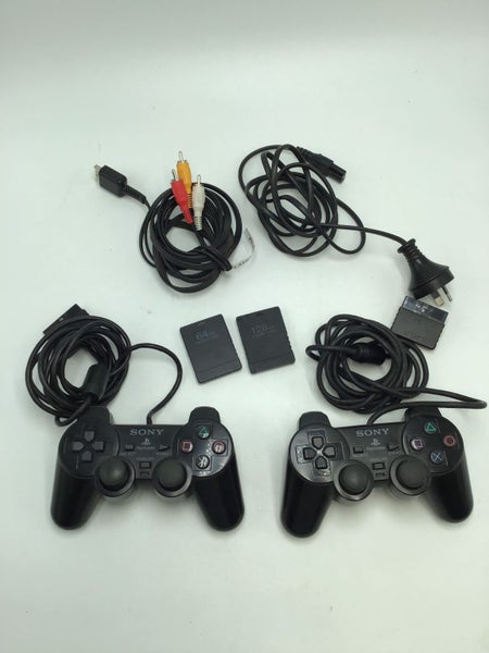 * Black Slim PS2 Console w/ 2 Controllers, 2 Memory Cards & Cables! * Carousel 4