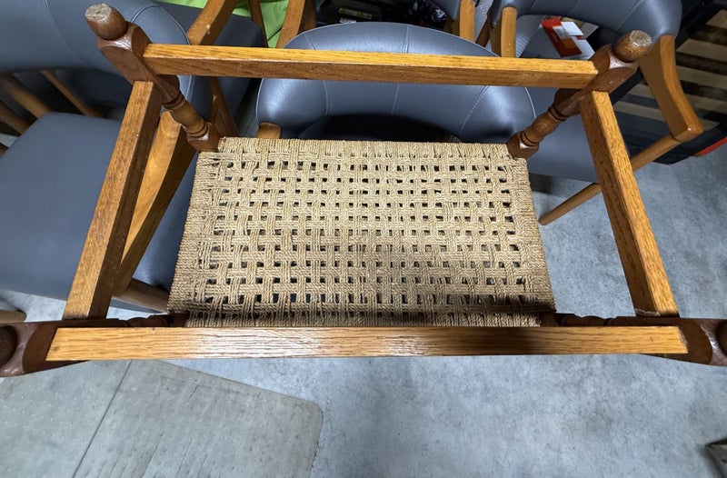 Natural Wooven Rope Cord Bench Footstool Oak Frame Carousel 6