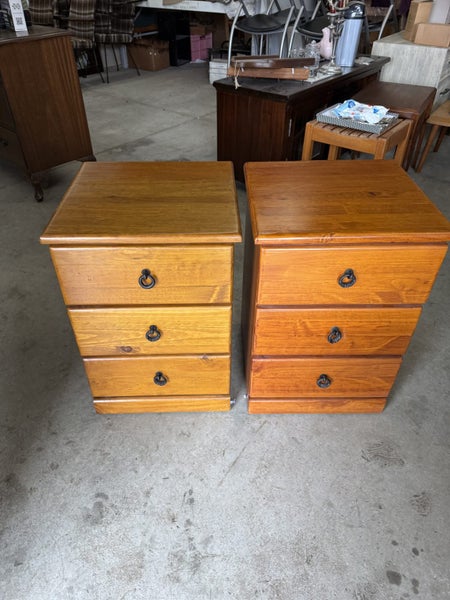 Matching Pine 3 Draw Bedside Tables Carousel 1