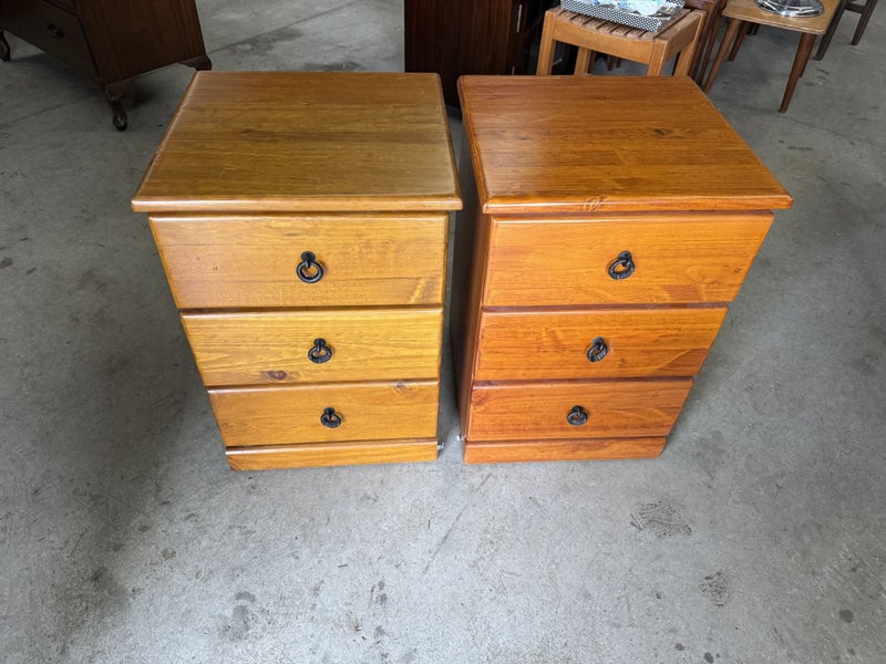 Matching Pine 3 Draw Bedside Tables Carousel 2