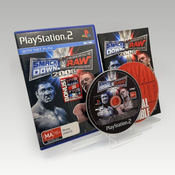 PS2 • WWE SmackDown! vs. Raw 2006 Bonus DVD Bundle • CIB Carousel 1