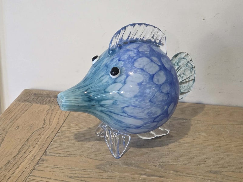 Large Vintage Blue Art Glass Fish Carousel 2