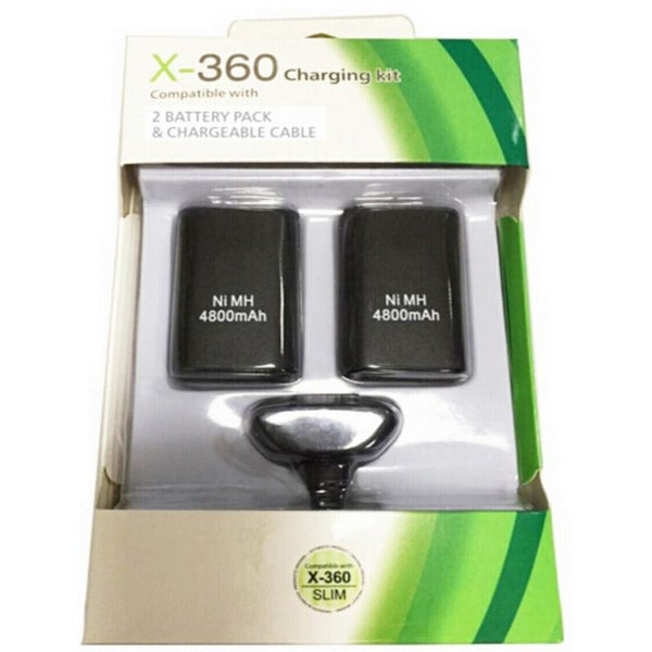 2x 4800mAh Rechargeable Battery Pack Case for XBOX 360 Controller Charger Cable Carousel 1